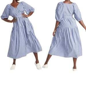 NWOT Old Navy Waist-Defined Striped Tie-Belt Midi Wrap Dress Sz XL